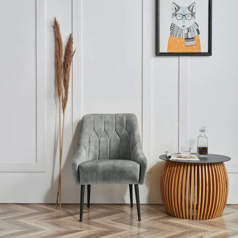Poltrona accent imbottita con gambe in metallo, 1 posto — Beige / Giallo / Grigio