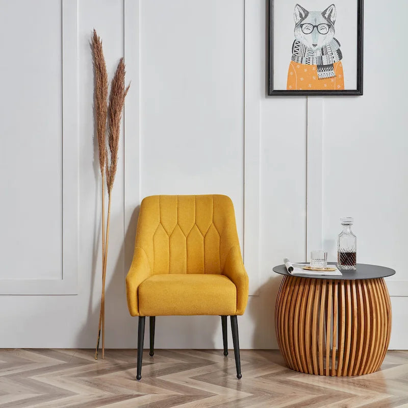 Poltrona accent imbottita con gambe in metallo, 1 posto — Beige / Giallo / Grigio