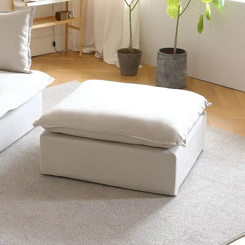 Divano sezionale in velluto, beige/bianco/nero, 4 pezzi