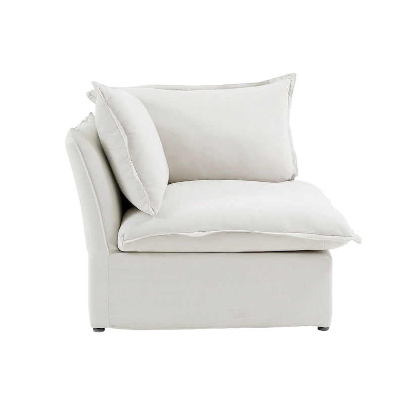 Divano sezionale in velluto, beige/bianco/nero, 4 pezzi