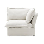 Divano sezionale in velluto, beige/bianco/nero, 4 pezzi