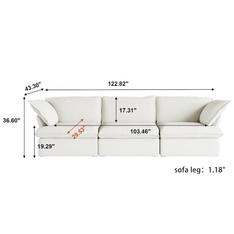 Divano sezionale in velluto, beige/bianco/nero, 4 pezzi
