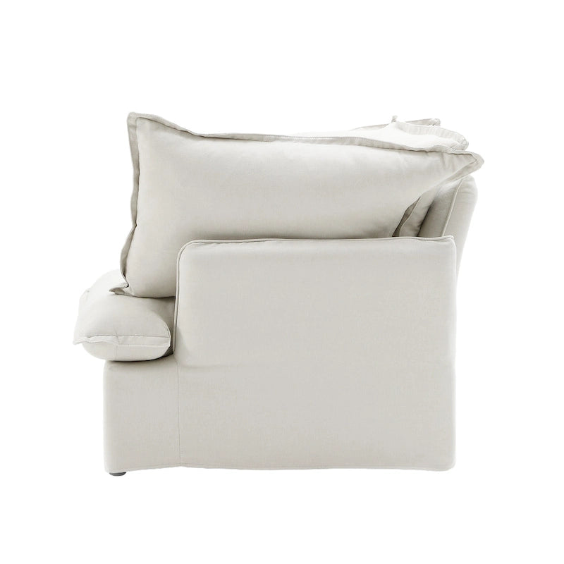 Divano sezionale in velluto, beige/bianco/nero, 4 pezzi