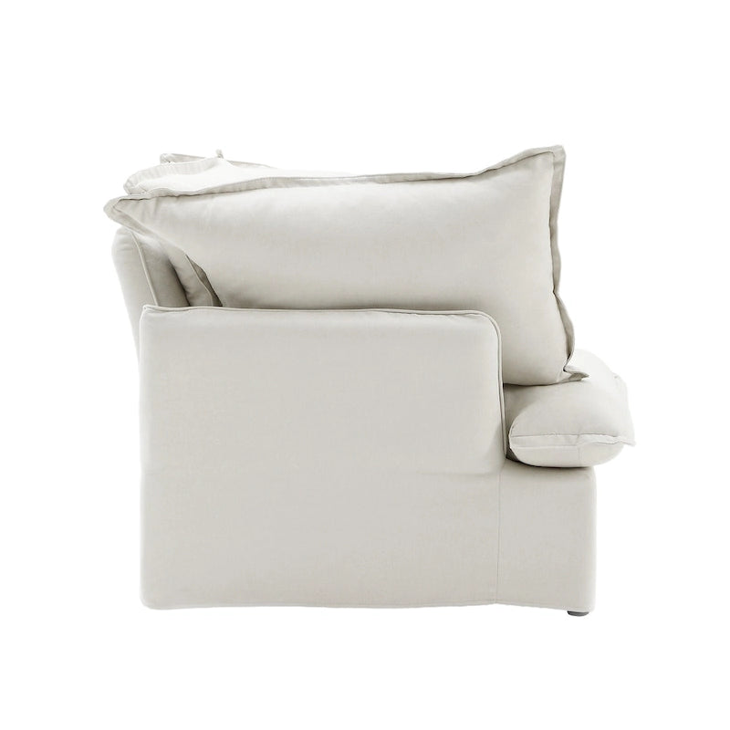 Divano sezionale in velluto, beige/bianco/nero, 4 pezzi