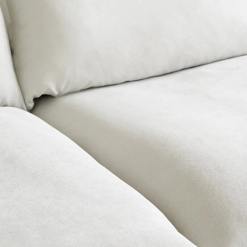 Divano sezionale in velluto, beige/bianco/nero, 4 pezzi