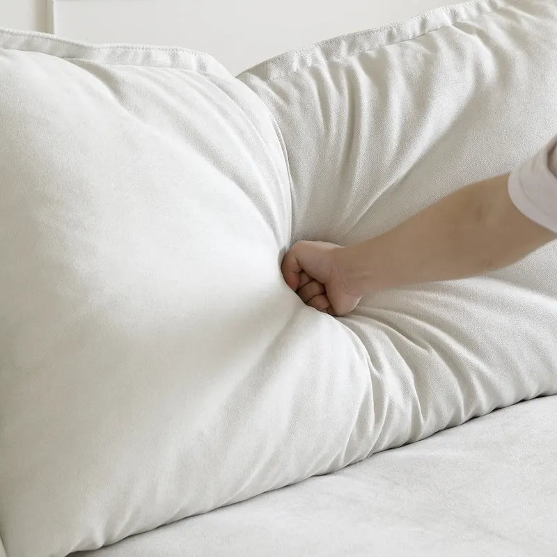 Divano sezionale in velluto, beige/bianco/nero, 4 pezzi