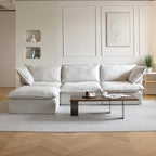 Divano sezionale in velluto, beige/bianco/nero, 4 pezzi