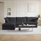 Divano sezionale in velluto, beige/bianco/nero, 4 pezzi