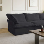 Divano sezionale in velluto, beige/bianco/nero, 4 pezzi