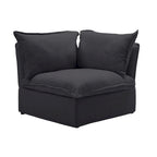 Divano sezionale in velluto, beige/bianco/nero, 4 pezzi