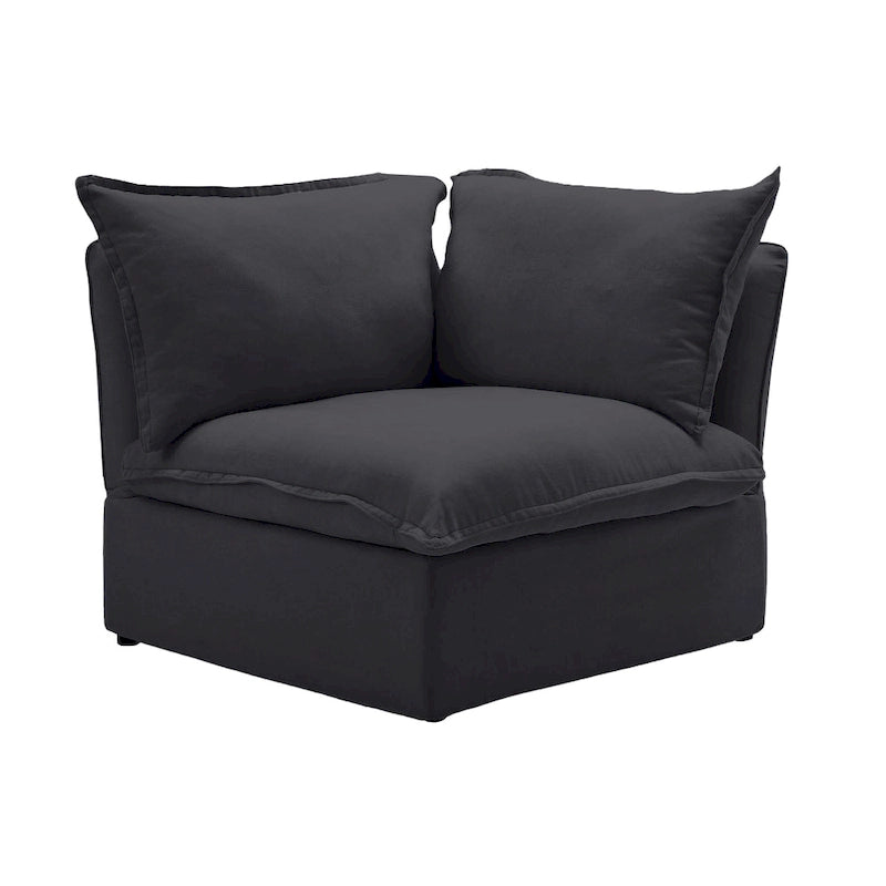 Divano sezionale in velluto, beige/bianco/nero, 4 pezzi