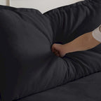 Divano sezionale in velluto, beige/bianco/nero, 4 pezzi