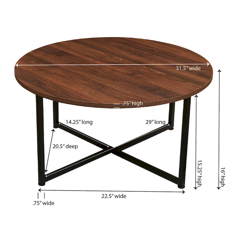 Tavolino da caffè rotondo, stile industriale, struttura in acciaio, colori multipli — 1 persona