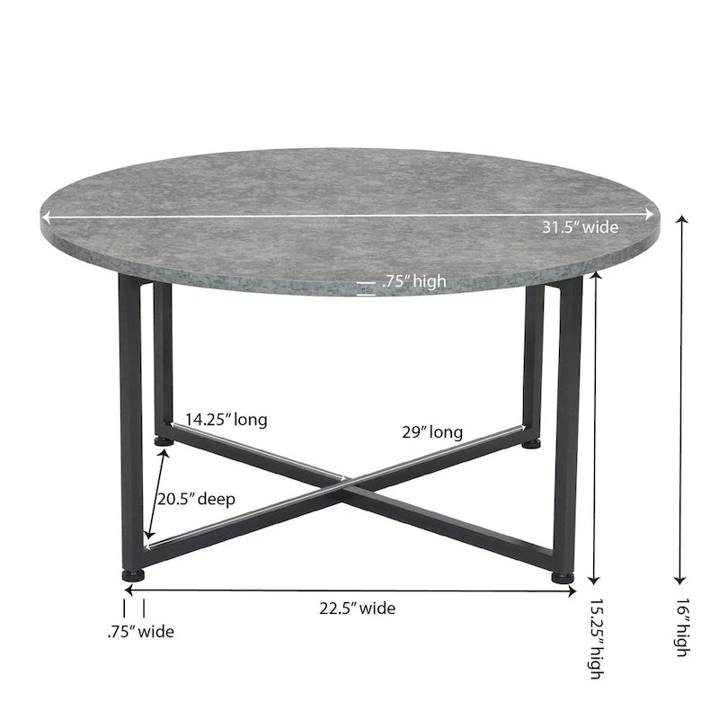 Tavolino da caffè rotondo, stile industriale, struttura in acciaio, colori multipli — 1 persona