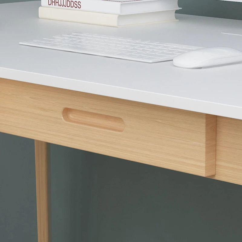 Scrivania moderna in legno bianco con 2 cassetti, 1 persona