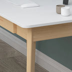Scrivania moderna in legno bianco con 2 cassetti, 1 persona