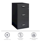 Schedario in Acciaio a 3 Cassetti con Cassetto Porta-Cancelleria, Antracite