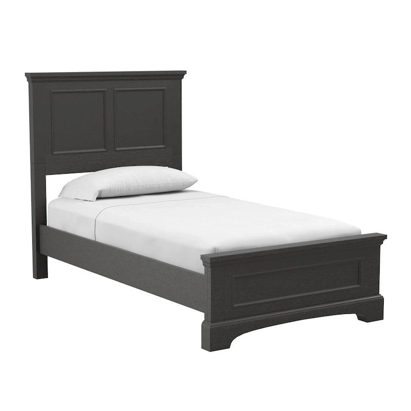Struttura letto a pannelli rustici neri, finitura legno, Twin / Queen / King, 1-2 persone