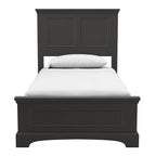 Struttura letto a pannelli rustici neri, finitura legno, Twin / Queen / King, 1-2 persone