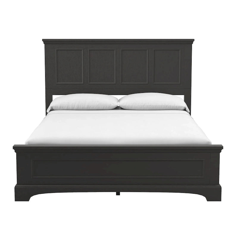 Struttura letto a pannelli rustici neri, finitura legno, Twin / Queen / King, 1-2 persone