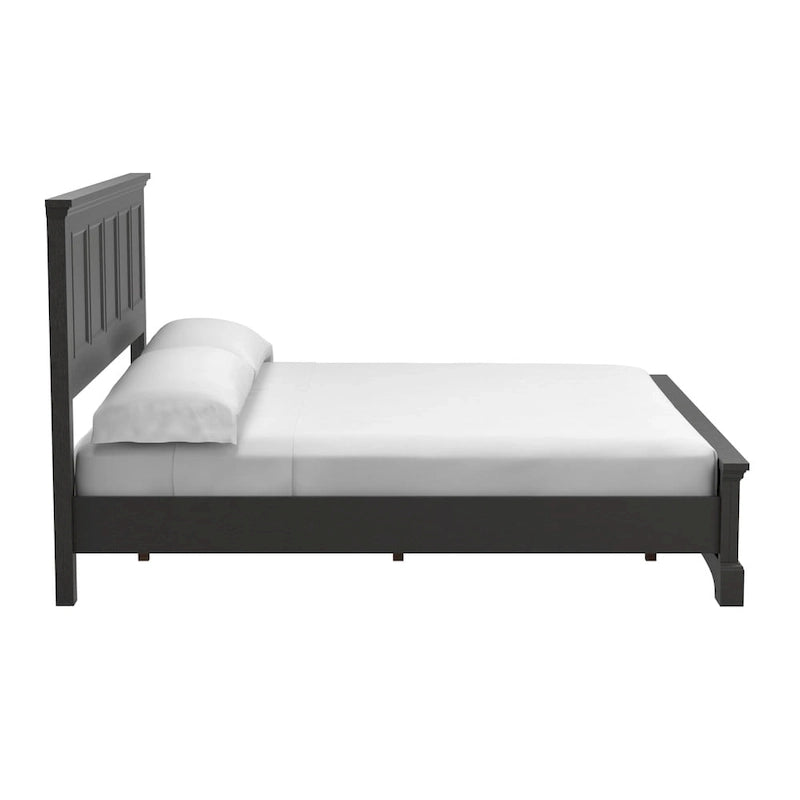 Struttura letto a pannelli rustici neri, finitura legno, Twin / Queen / King, 1-2 persone