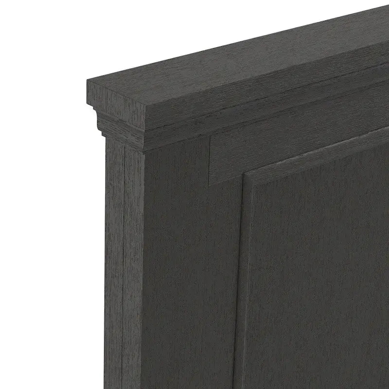 Struttura letto a pannelli rustici neri, finitura legno, Twin / Queen / King, 1-2 persone