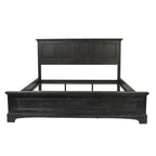 Struttura letto a pannelli rustici neri, finitura legno, Twin / Queen / King, 1-2 persone