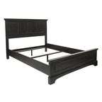 Struttura letto a pannelli rustici neri, finitura legno, Twin / Queen / King, 1-2 persone