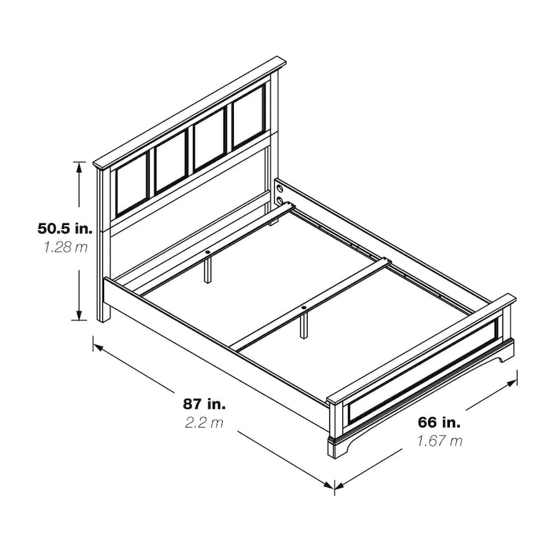 Struttura letto a pannelli rustici neri, finitura legno, Twin / Queen / King, 1-2 persone