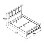 Struttura letto a pannelli rustici neri, finitura legno, Twin / Queen / King, 1-2 persone