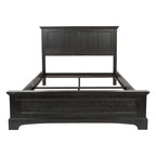 Struttura letto a pannelli rustici neri, finitura legno, Twin / Queen / King, 1-2 persone