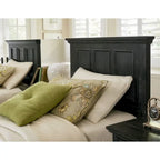 Struttura letto a pannelli rustici neri, finitura legno, Twin / Queen / King, 1-2 persone