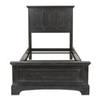 Struttura letto a pannelli rustici neri, finitura legno, Twin / Queen / King, 1-2 persone