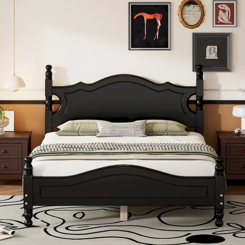 Struttura letto a piattaforma in legno, nero/bianco, una piazza e mezza, 1 persona