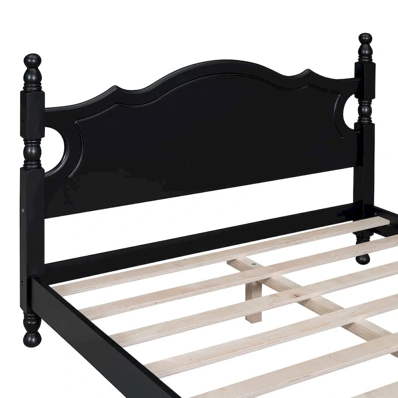 Struttura letto a piattaforma in legno, nero/bianco, una piazza e mezza, 1 persona