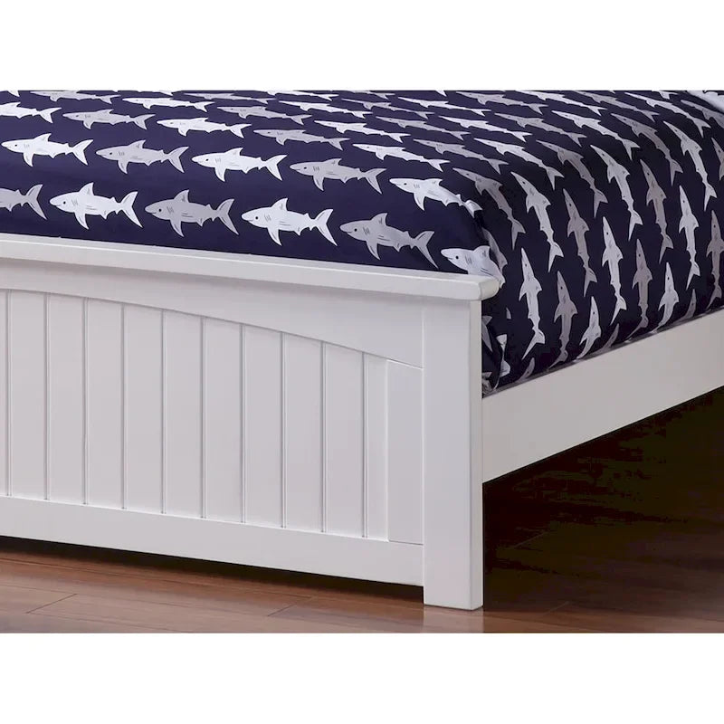 Struttura Letto a Piattaforma in Legno Massello Bianco, Matrimoniale, 1-2 Persone