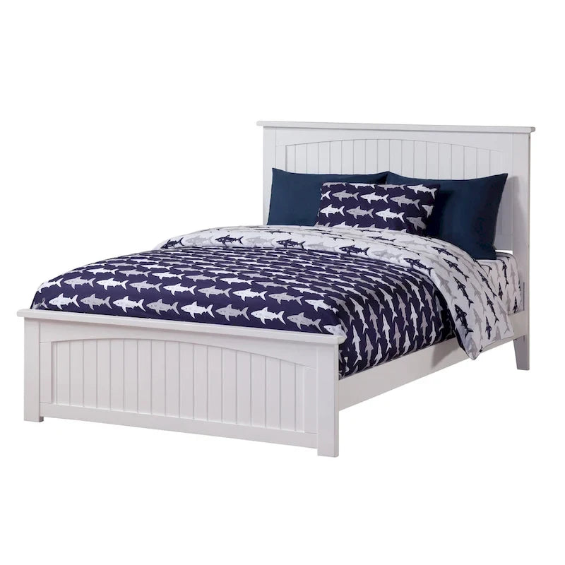 Struttura Letto a Piattaforma in Legno Massello Bianco, Matrimoniale, 1-2 Persone