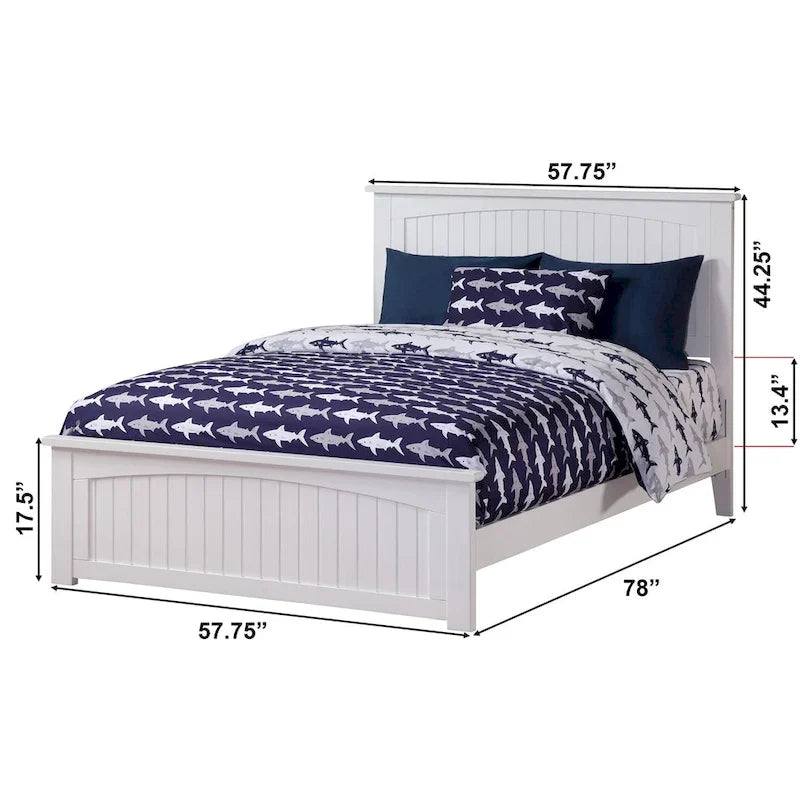 Struttura Letto a Piattaforma in Legno Massello Bianco, Matrimoniale, 1-2 Persone