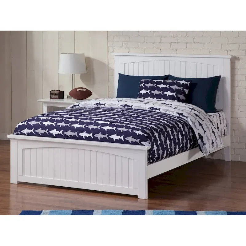 Struttura Letto a Piattaforma in Legno Massello Bianco, Matrimoniale, 1-2 Persone