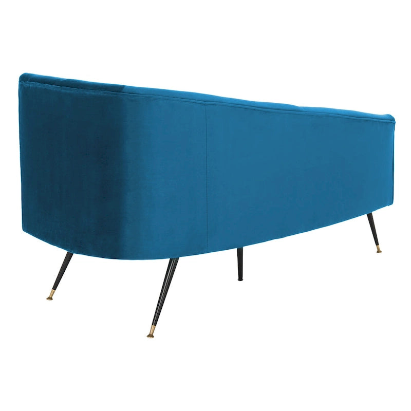 Divanetto in velluto, 2 posti — Nero / Grigio / Blu notte / Smeraldo, gambe dorate