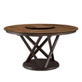 Tavolo da pranzo rotondo bicolore Espresso e Noce con Lazy Susan, 6 posti