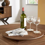 Tavolo da pranzo rotondo bicolore Espresso e Noce con Lazy Susan, 6 posti