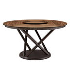 Tavolo da pranzo rotondo bicolore Espresso e Noce con Lazy Susan, 6 posti