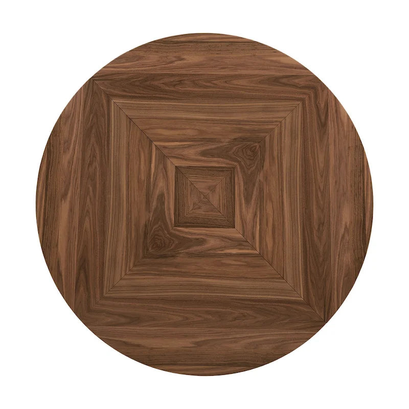 Tavolo da pranzo rotondo bicolore Espresso e Noce con Lazy Susan, 6 posti