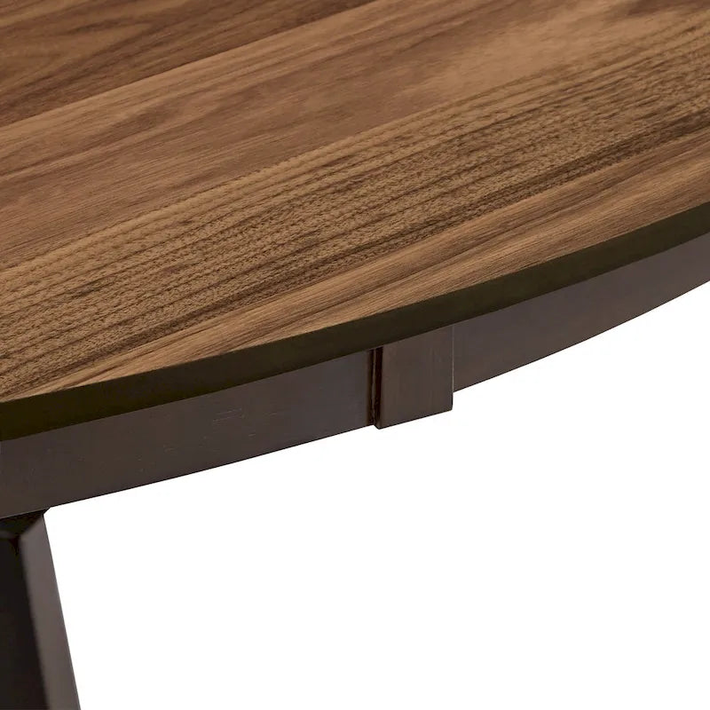 Tavolo da pranzo rotondo bicolore Espresso e Noce con Lazy Susan, 6 posti