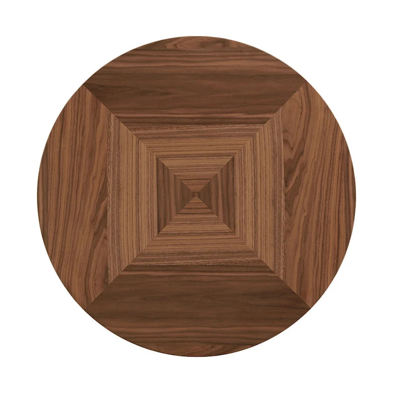 Tavolo da pranzo rotondo bicolore Espresso e Noce con Lazy Susan, 6 posti