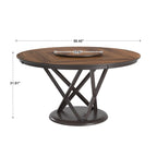 Tavolo da pranzo rotondo bicolore Espresso e Noce con Lazy Susan, 6 posti