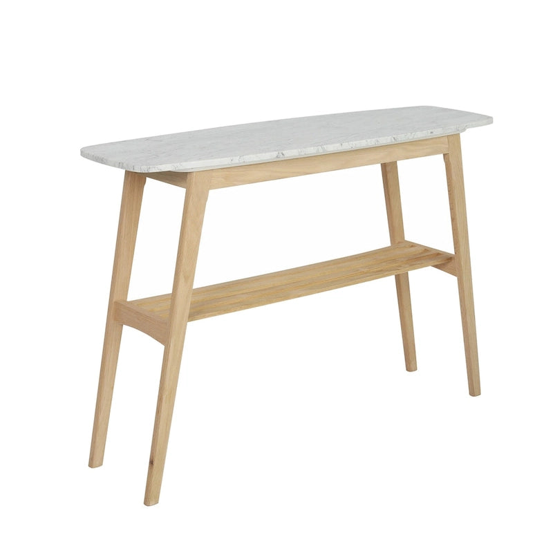 Consolle in marmo, rovere / noce, 1 persona — 109L x 30P x 79A cm