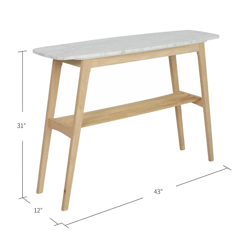 Consolle in marmo, rovere / noce, 1 persona — 109L x 30P x 79A cm
