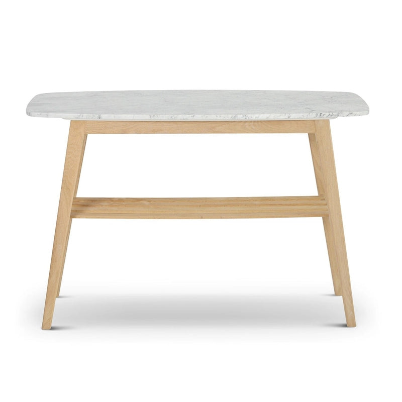 Consolle in marmo, rovere / noce, 1 persona — 109L x 30P x 79A cm